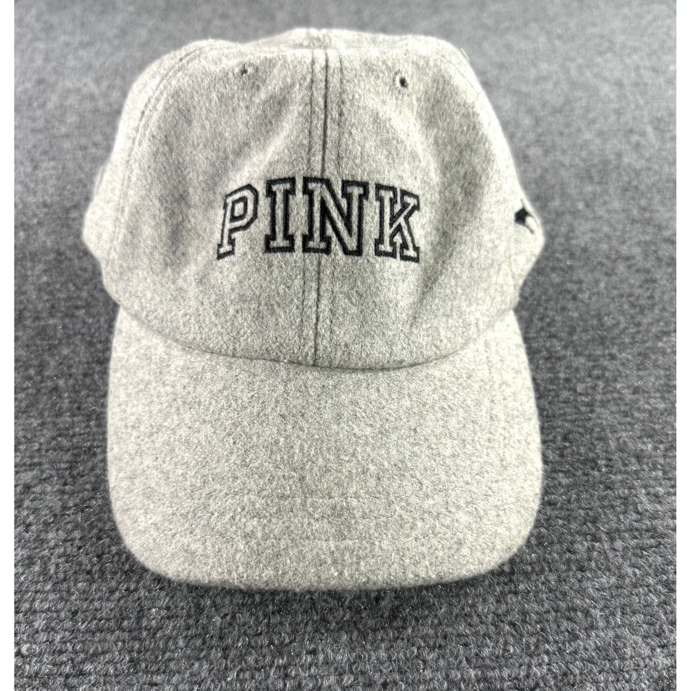 Victoria's Secret PINK Gray Wool Blend Embroidered Logo Baseball Cap Hat OSFA